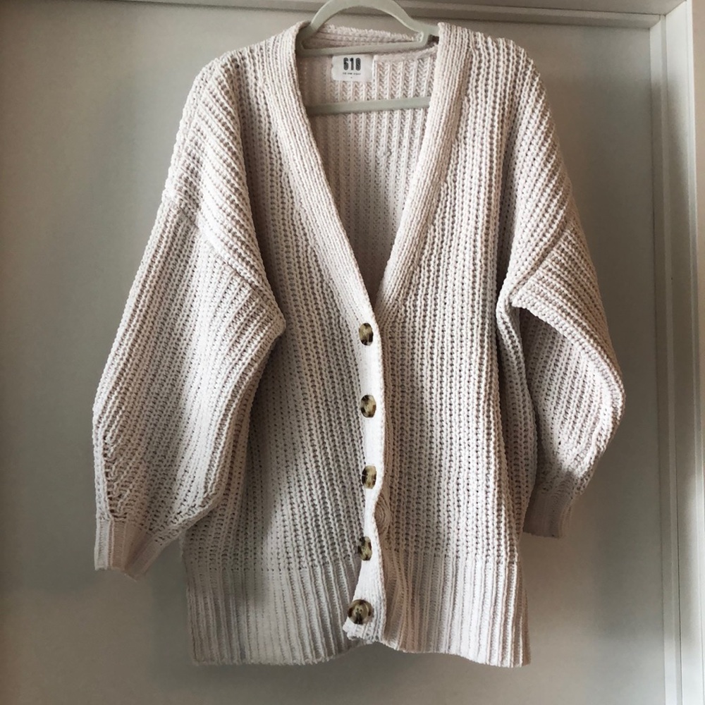 Cream oversized button down sweater
